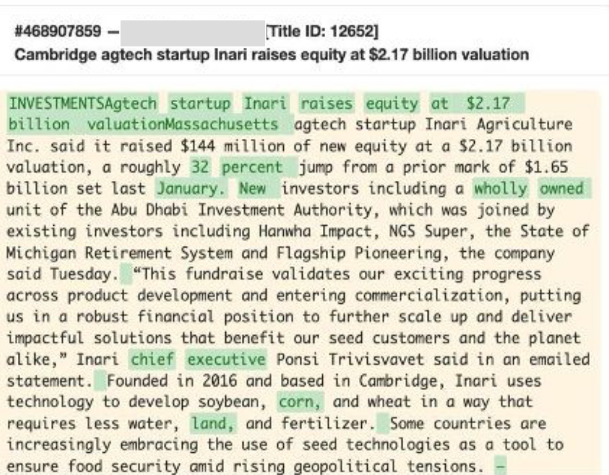 Comparison document - Cambridge agtech startup Inari